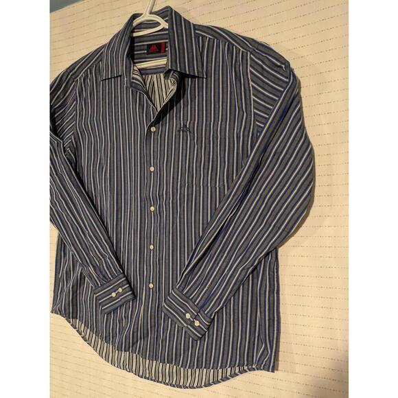 Robe Di Kappa Stylish Striped Button-Up Shirt Mens XL Blue White - Picture 4 of 13